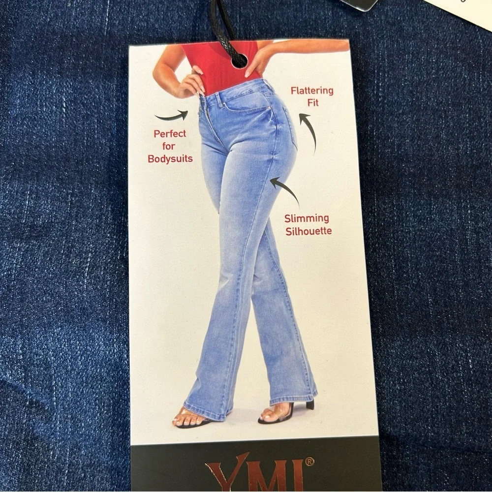 YMI Women's Bootcut Jeans Size 16 Mid Rise Dark Wash Slimming Stretch NWT